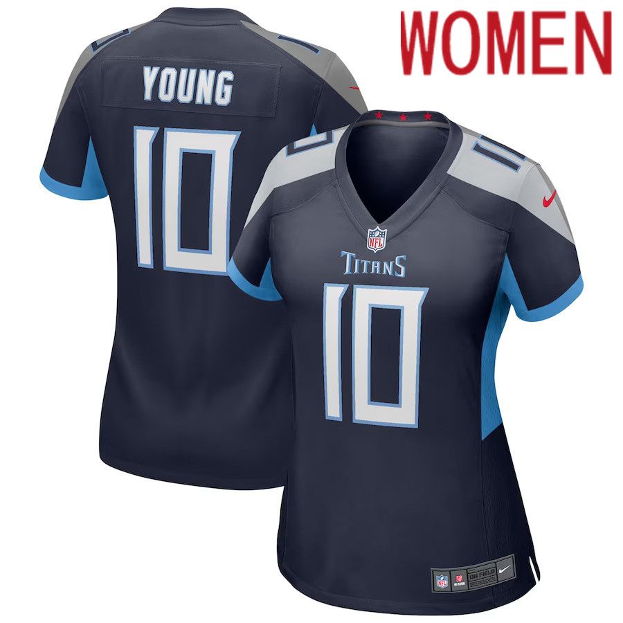 Women Tennessee Titans #10 Vince Young Nike Navy Game Retired Player NFL Jersey->women nfl jersey->Women Jersey